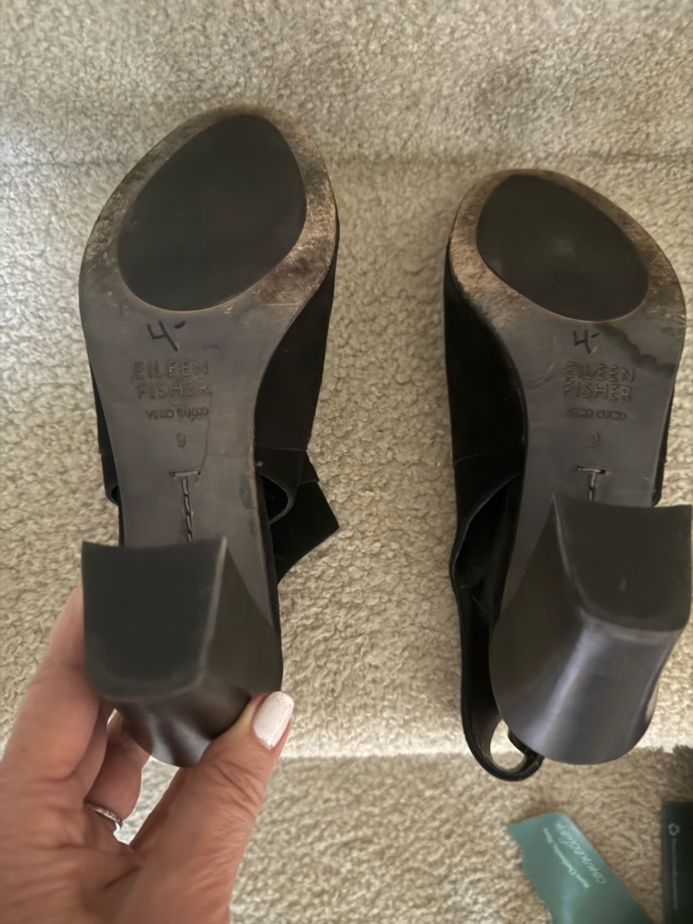 Eileen Fisher Black Suede Slingback Block Heel Pumps - Picture 3 of 4